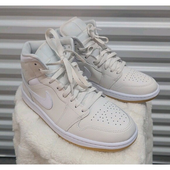 Nike Air Jordan 1 Women's Size 9 Mid Top Phantom White Light Brown Sneakers NWOB - Picture 7 of 9